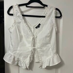 Self Esteem White Ruffled Tie Front Peplum Blouse